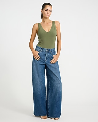 Body Contour Light Compression Stretch Cotton V-Neck Sleeveless Bodysuit