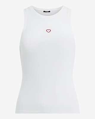 Fitted Ribbed High Neck Heart Graphic Tank