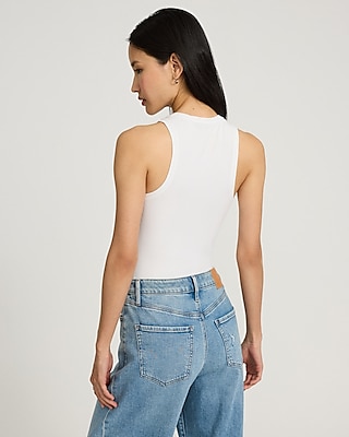 Fitted Ribbed High Neck Heart Graphic Tank