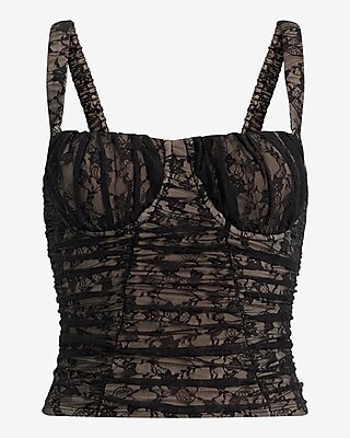Lace Bustier Ruched Tank
