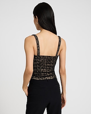 Lace Bustier Ruched Tank
