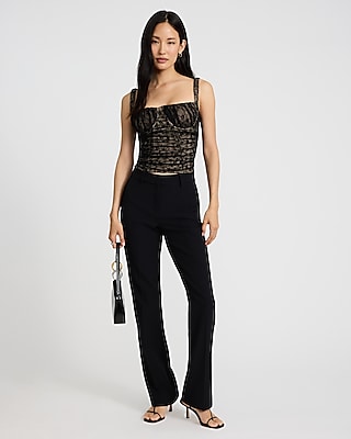 Lace Bustier Ruched Tank