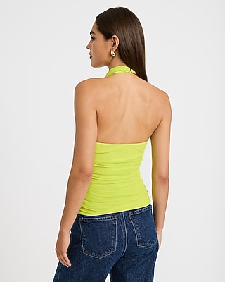 Mesh Mock Neck Halter Top | Express