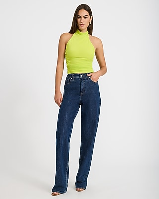 Mesh Mock Neck Halter Top