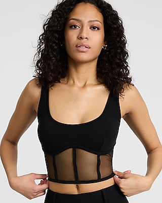 Rhinestone Embellished Mesh Bustier Bodysuit