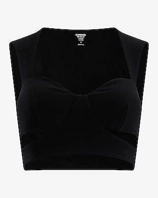 Body Contour Light Compression Bustier Cutout Cropped Tank in Stretch Cotton