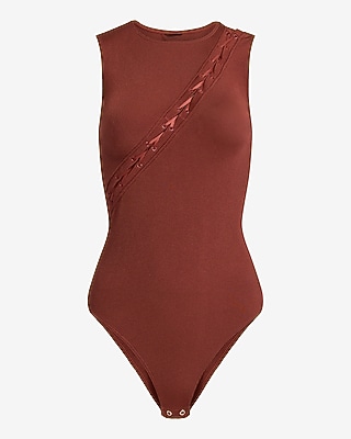 Body Contour Seamless Ribbed Sleeveless Lace-Up Bodysuit