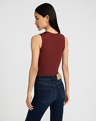 Body Contour Seamless Ribbed Sleeveless Lace-Up Bodysuit