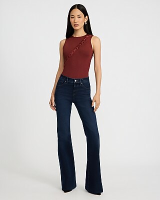 Body Contour Seamless Ribbed Sleeveless Lace-Up Bodysuit