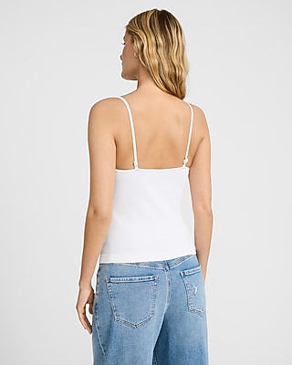 Body Contour Seamless Ribbed V-Neck Lace Cami - thumbnail 10
