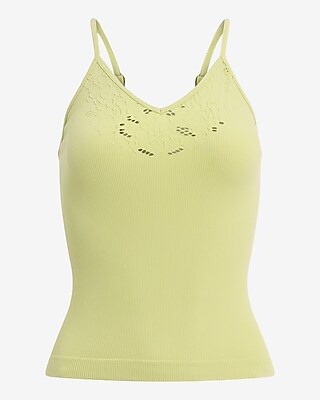 Body Contour Seamless Ribbed V-Neck Lace Cami - thumbnail 8