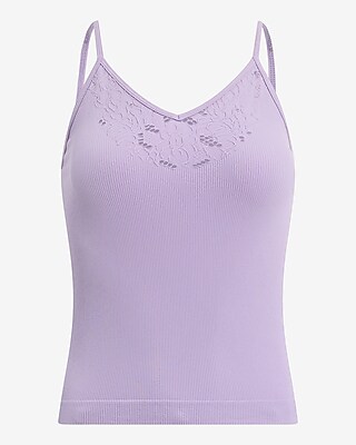 Body Contour Seamless Ribbed V-Neck Lace Cami
