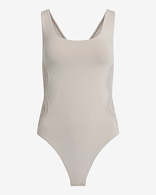 Body Contour Stretch Cotton Crochet Pieced Bodysuit