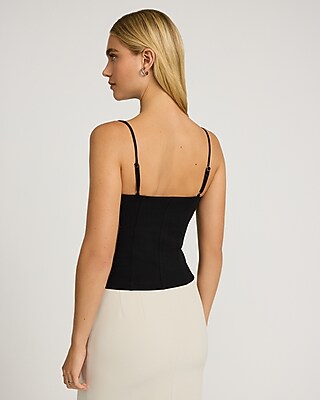 Studio Stretch Crepe Lace Up Sweetheart Bustier Corset Cami