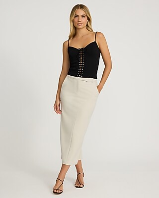 Studio Stretch Crepe Lace Up Sweetheart Bustier Corset Cami