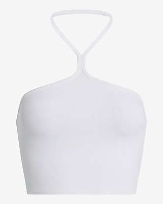 Fitted Ribbed Halter Cropped Tank