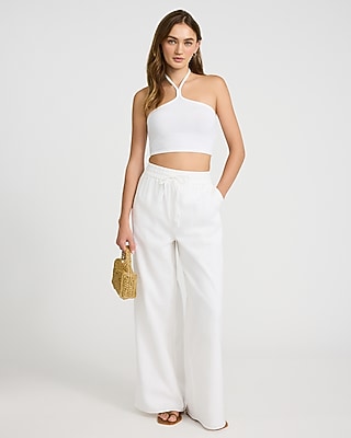 Fitted Ribbed Halter Cropped Tank