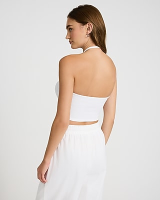 Fitted Ribbed Halter Cropped Tank