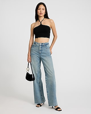 Fitted Ribbed Halter Cropped Tank