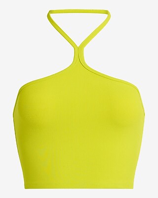 Fitted Ribbed Halter Cropped Tank