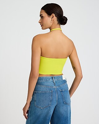 Fitted Ribbed Halter Cropped Tank