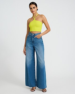 Fitted Ribbed Halter Cropped Tank