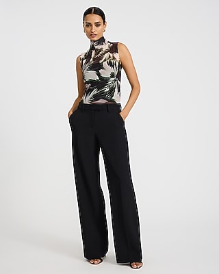 Floral Mesh Mock Neck Sleeveless Bodysuit