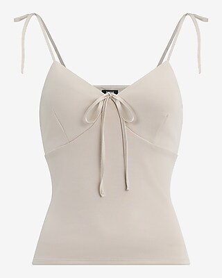 Studio Stretch Crepe V-Neck Tie Strap Bow Cami