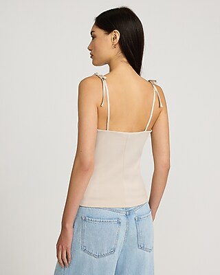 Studio Stretch Crepe V-Neck Tie Strap Bow Cami