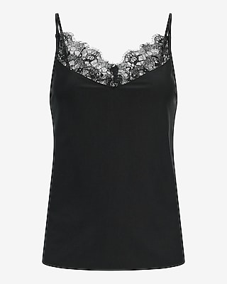 Satin Lace Trim V-Neck Cami