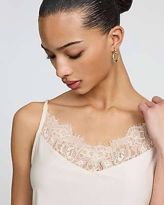 Satin Lace Trim V-Neck Cami