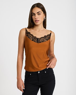 Lace Trim V-neck Knit Cami | Express