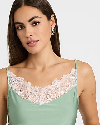 Satin Lace Trim V-Neck Cami