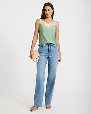 Satin Lace Trim V-Neck Cami