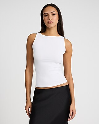 Fitted Ribbed Boat Neck Tank | Express