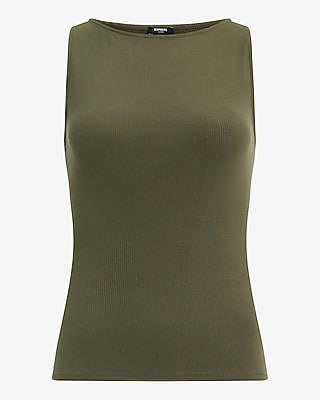Fitted Ribbed Boat Neck Tank