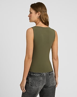 Fitted Ribbed Boat Neck Tank