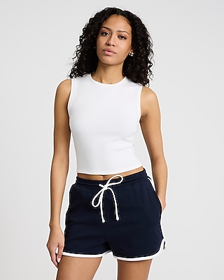Fitted Ribbed Crew Neck Cropped Tank