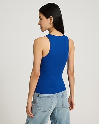 Fitted Ribbed High Neck Tank