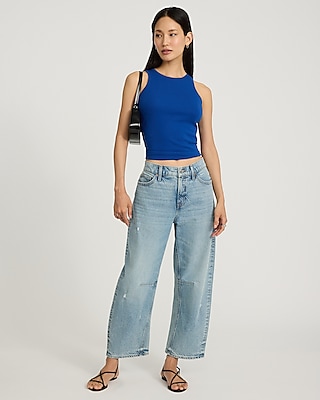 Fitted Ribbed High Neck Tank