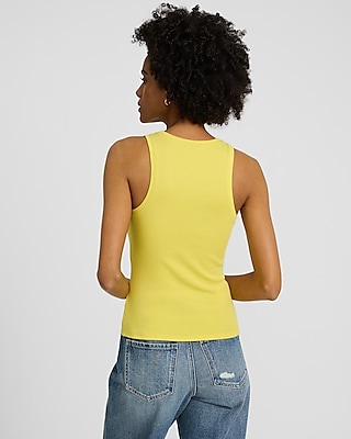 Fitted Ribbed High Neck Tank