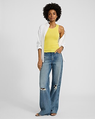 Fitted Ribbed High Neck Tank