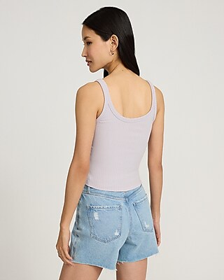 Fitted Ribbed Scoop Neck Cropped Tank