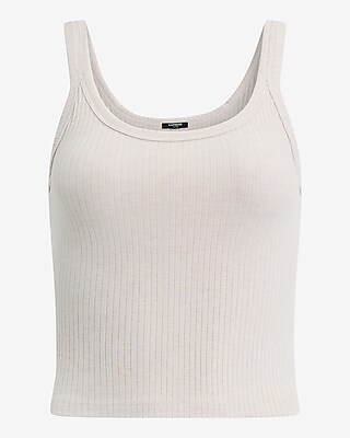 Fitted Ribbed Scoop Neck Cropped Tank