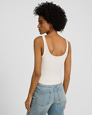 Fitted Ribbed Scoop Neck Cropped Tank