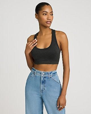 Body Contour Seamless Ribbed Racerback Washed Cropped Tank