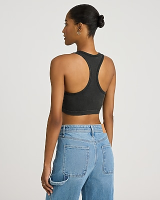Body Contour Seamless Ribbed Racerback Washed Cropped Tank