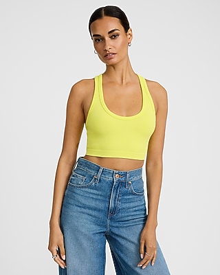 Body Contour Seamless Ribbed Racerback Washed Cropped Tank