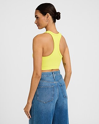 Body Contour Seamless Ribbed Racerback Washed Cropped Tank