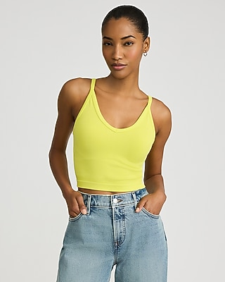 Satin Seamed V-neck Cross-back Downtown Cami | Express